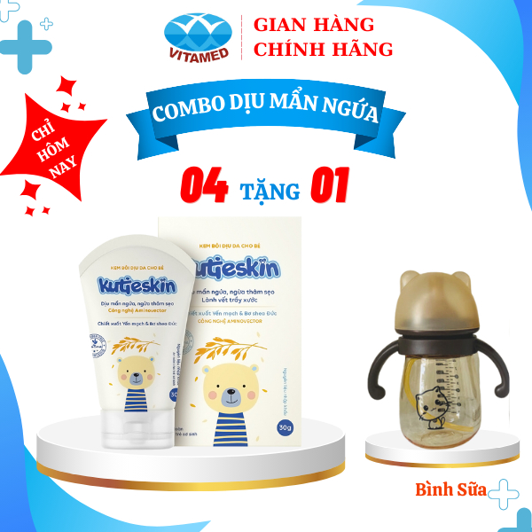 Combo 4 Hộp Kem Bôi Dịu Da Cho Bé Dịu Mẩn Ngứa, Ngừa Thâm Sẹo Kutieskin Hộp 30g