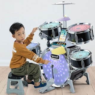Bộ trống Jazz đồ chơi kèm đàn cho bé cỡ lớn nhiều chức năng, Bộ 5 trống Jazz có đèn cỡ lớn cho bé