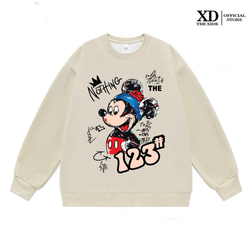 Áo sweater nỉ The Xide in hình MICKY 123 form unisex nam nữ chất nỉ bông dày dặn Q1