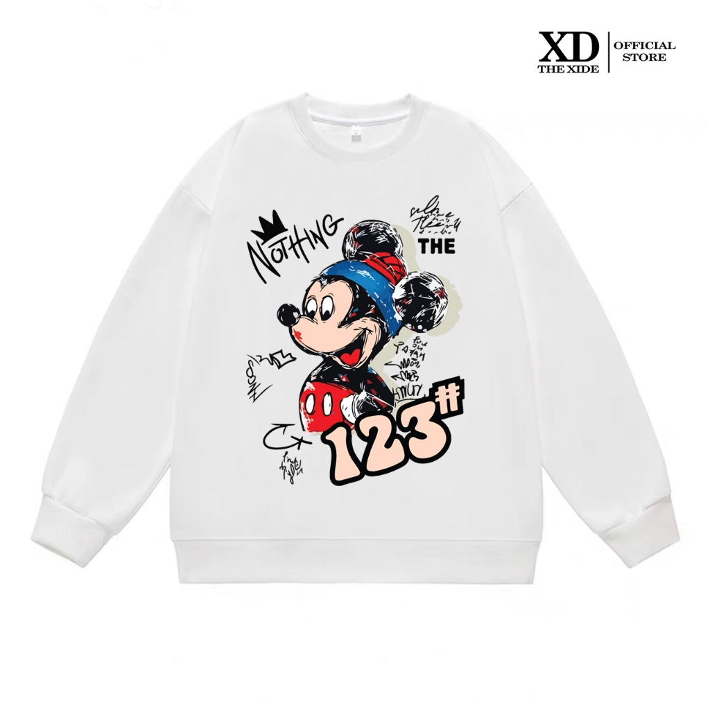 Áo sweater nỉ The Xide in hình MICKY 123 form unisex nam nữ chất nỉ bông dày dặn Q1
