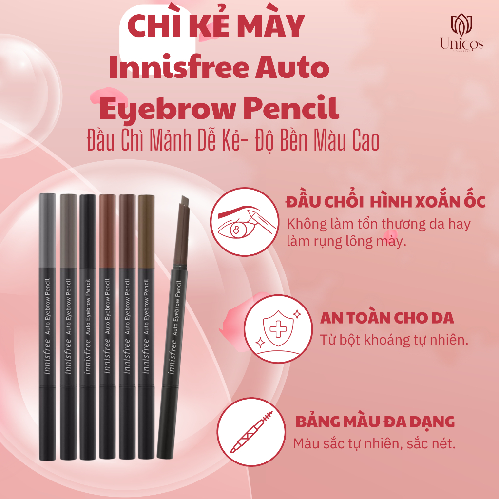 Chì kẻ mày Innisfree Auto Eyebrow Pencil Tạo Dáng Chân Mày Dễ Dàng - Innisfree Chì Kẻ Mày 2 đầu Bền Màu Lâu Trôi
