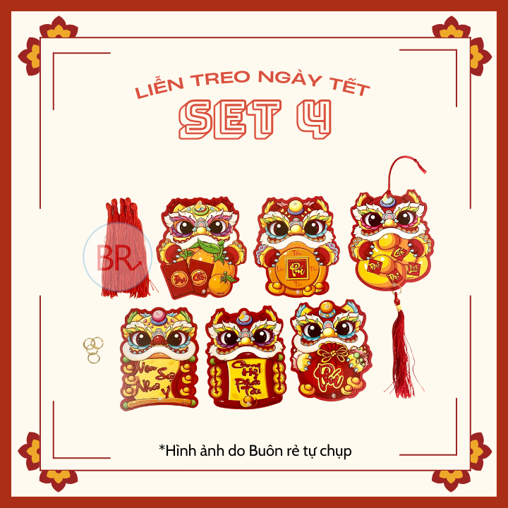 Set 6 dây liễn ĐỎ tài lộc treo đào mai cây cảnh, cành đào đông trang trí Tết 2024- Dây liễn, dây khánh trang trí 02097