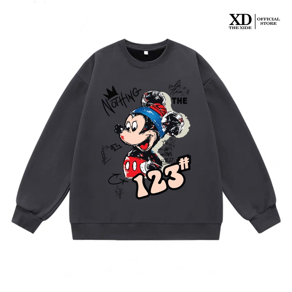 Áo sweater nỉ The Xide in hình MICKY 123 form unisex nam nữ chất nỉ bông dày dặn Q1