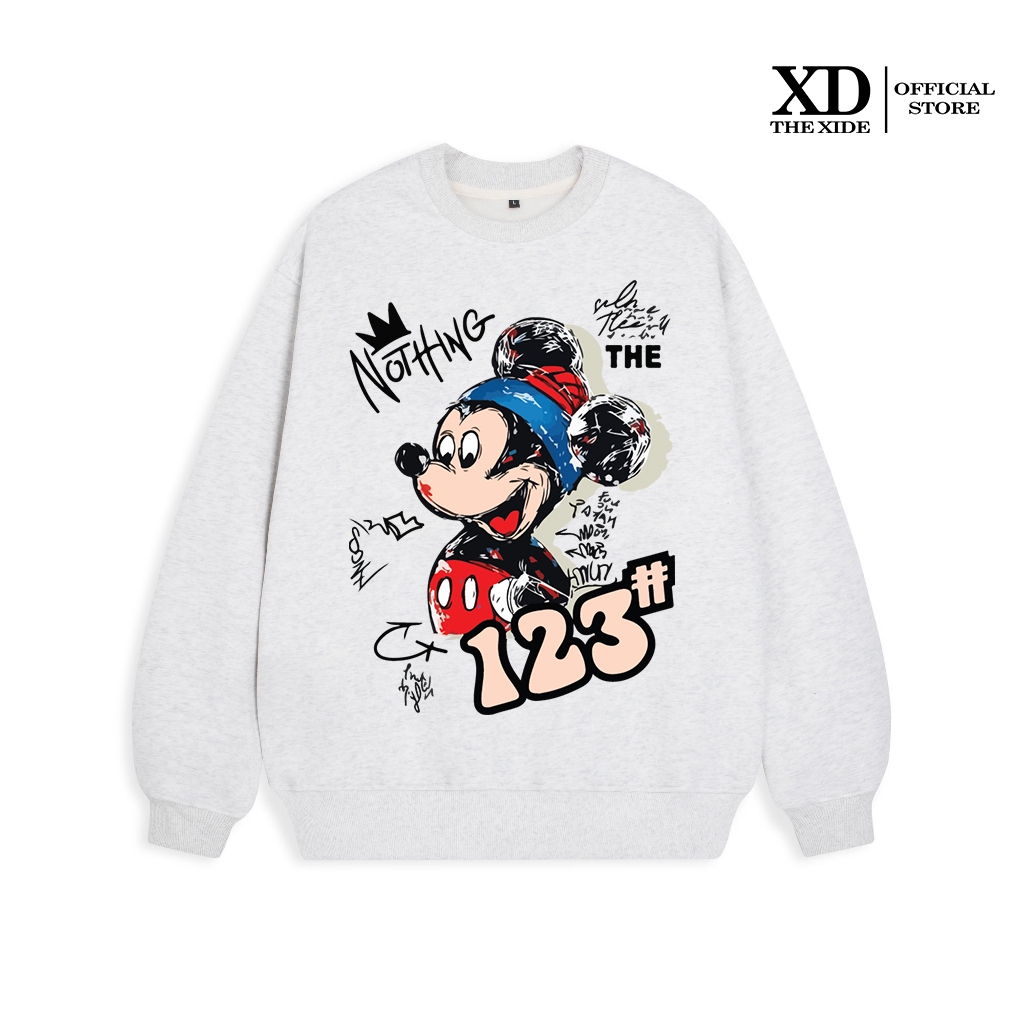 Áo sweater nỉ The Xide in hình MICKY 123 form unisex nam nữ chất nỉ bông dày dặn Q1