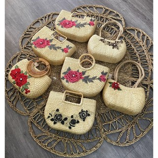 Túi xách đan lục bình, túi lục bình, chất liệu lục bình, giỏ lục bình hình hoa, túi xách nữ, đồ trang trí, túi đeo chéo