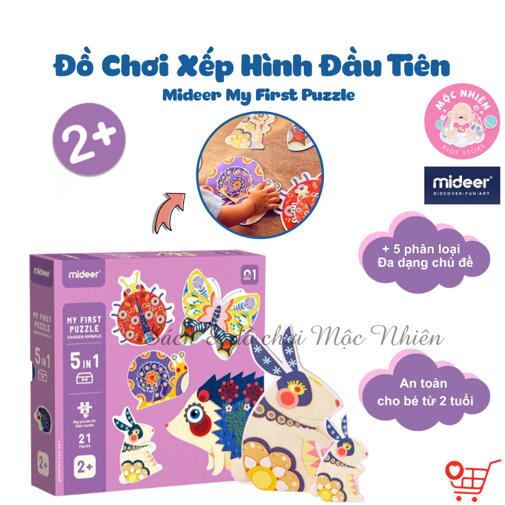 Đồ Chơi Xếp Hình Ghép Cặp Đầu Tiên - Mideer My First Puzzle (Nhiều Chủ Đề) Dành Cho Các Bé Trên 2 Tuổi - Mộc Nhiên
