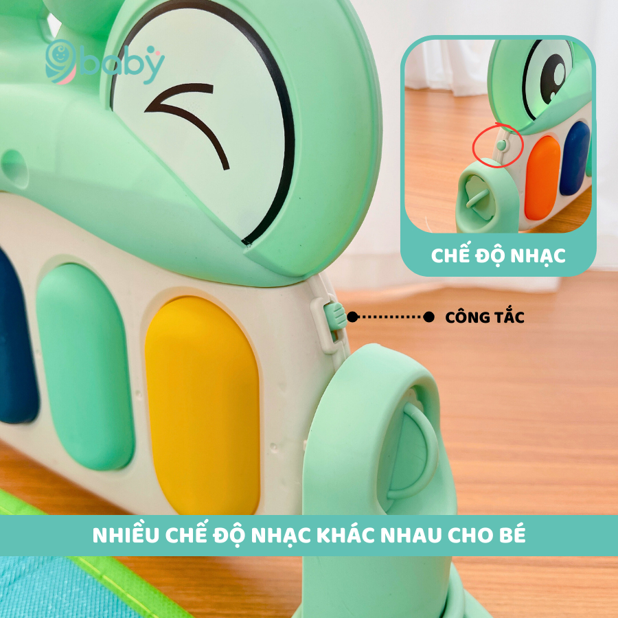 Thảm đàn Piano nằm chơi cho bé mẫu ếch xanh 9BABY