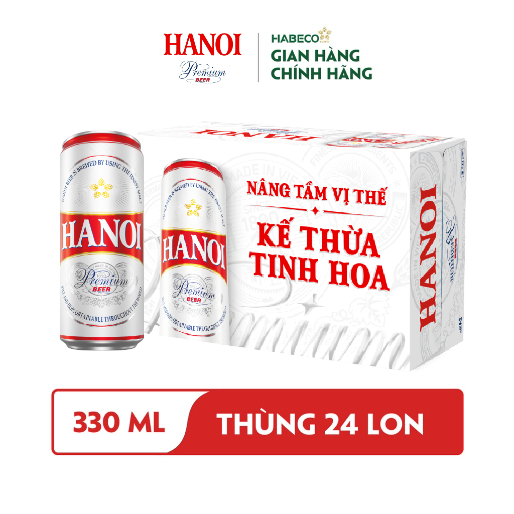 HỎA TỐC HÀ NỘI - Thùng 24 lon Bia Hanoi Premium - HABECO (330ml/lon)