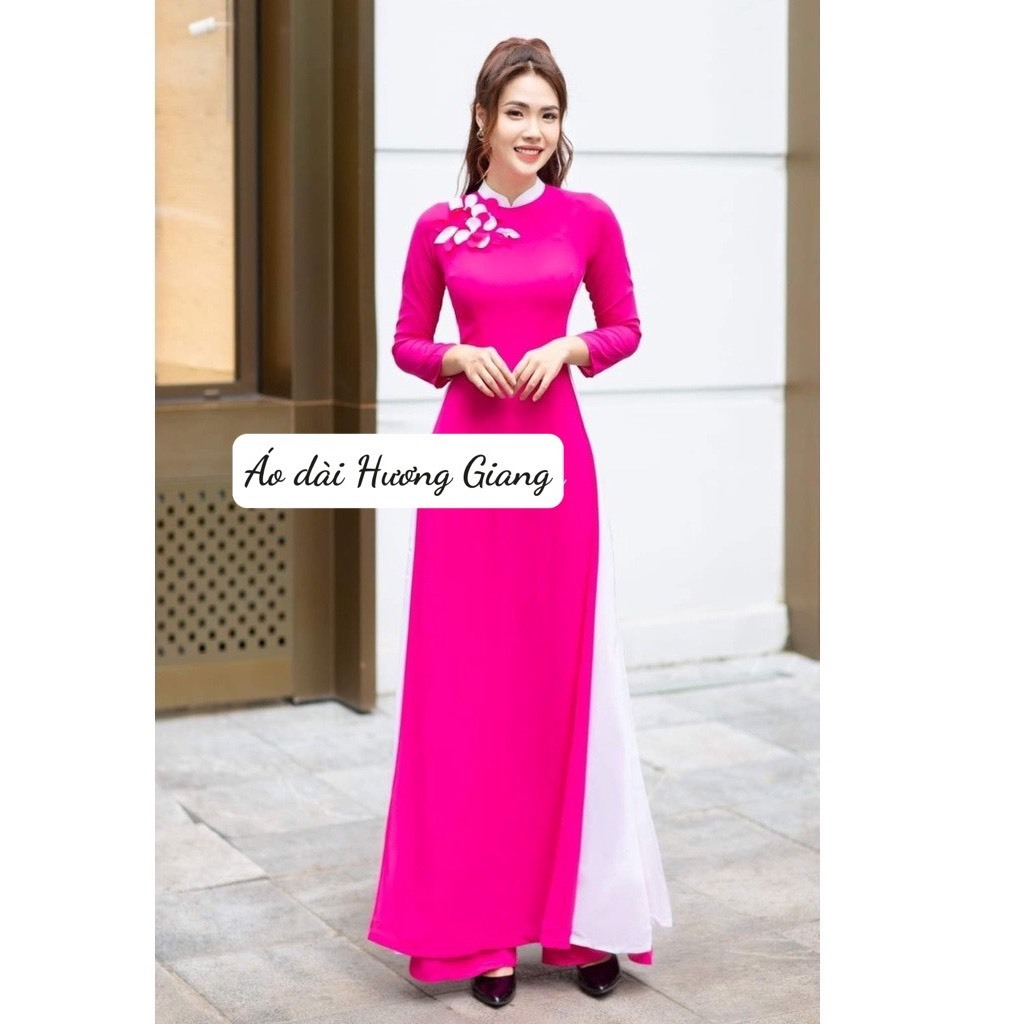 Áo dài 4 tà lụa chiffon 4 tà phối màu mới lạ, áo dài đồng phục - Áo dài Hương Giang