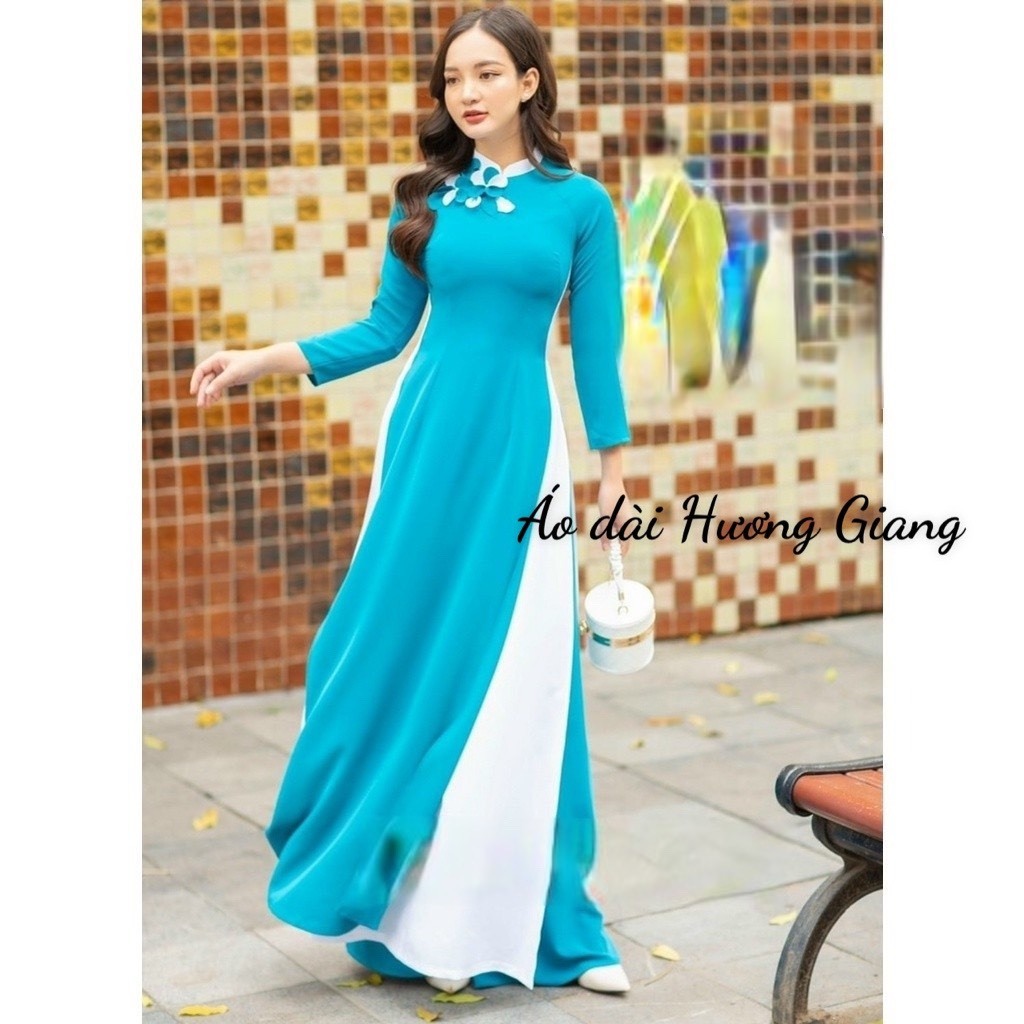 Áo dài 4 tà lụa chiffon 4 tà phối màu mới lạ, áo dài đồng phục - Áo dài Hương Giang