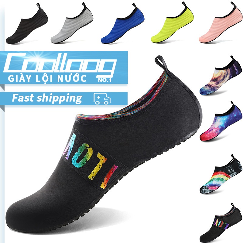 Coolloog Unisex Aqua Giày thể thao dưới nước Đi bộ chân trần Giày khô Slip-On nam nữ Giày nước Kasut Air