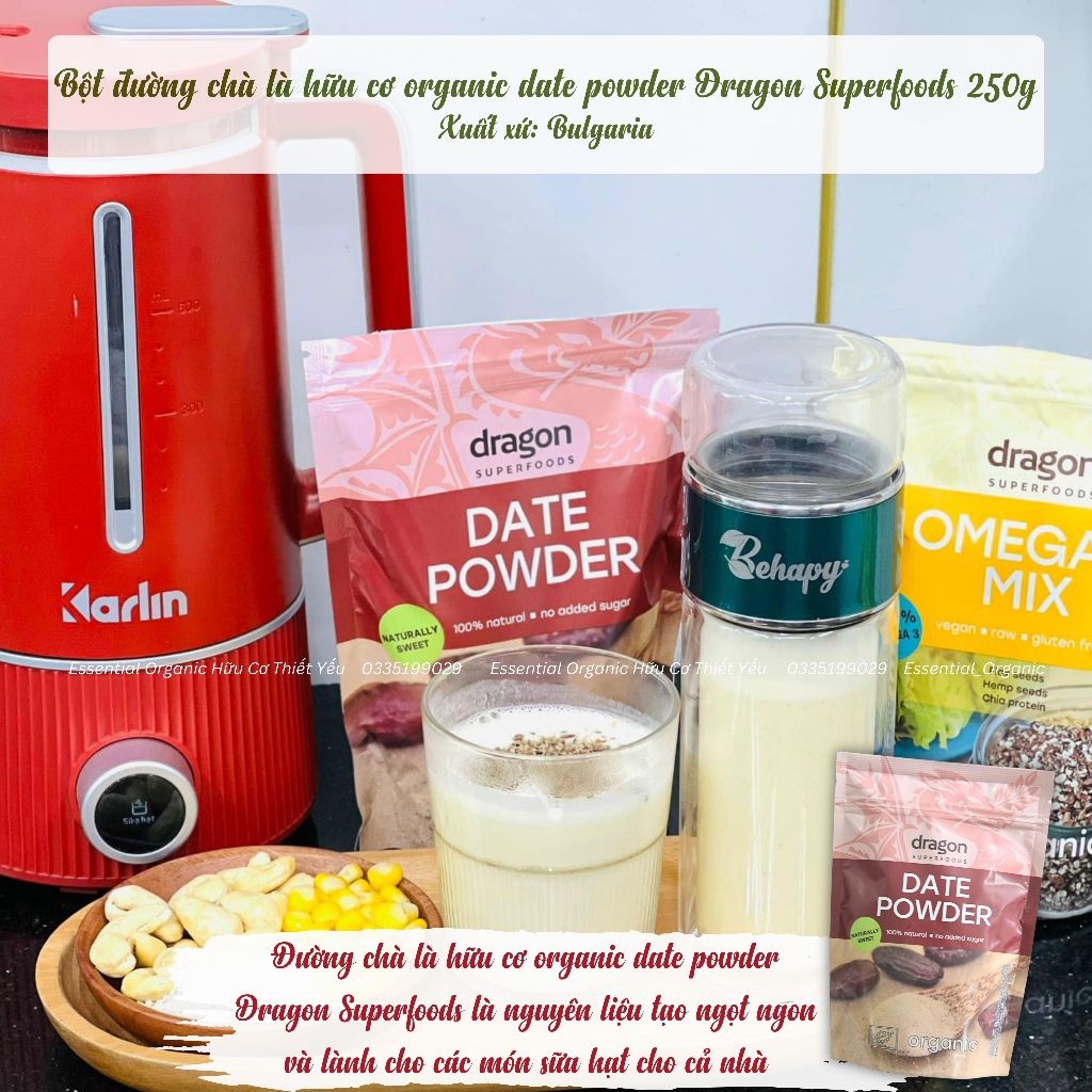 Bột  quả chà là hữu cơ organic date powder Dragon Superfoods 250g