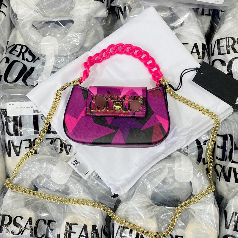 Túi versace jean couture dáng bầu màu tím