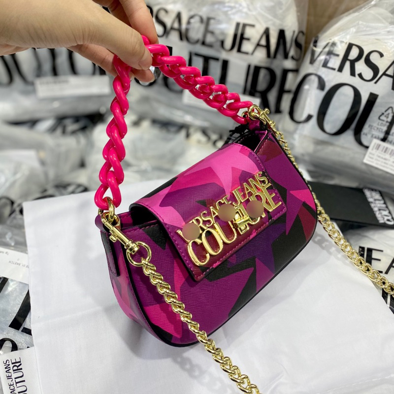 Túi versace jean couture dáng bầu màu tím