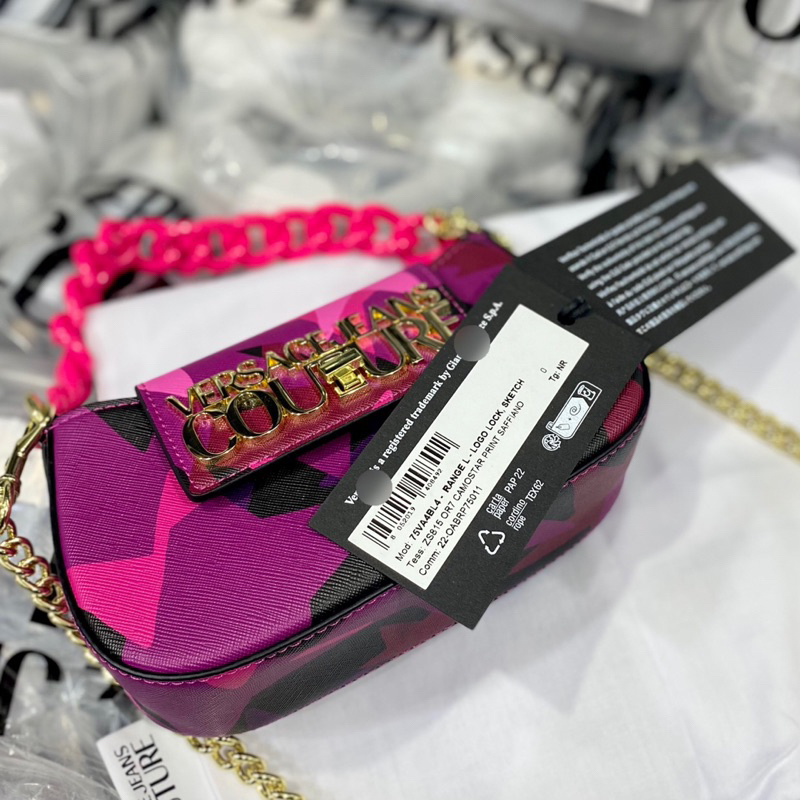 Túi versace jean couture dáng bầu màu tím