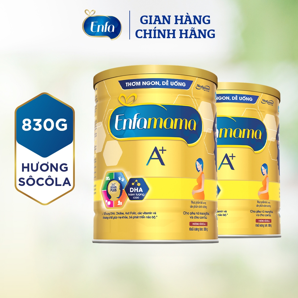 Bộ 2 sữa Bầu Enfamama A+ - Hương Chocolate 830g/lon