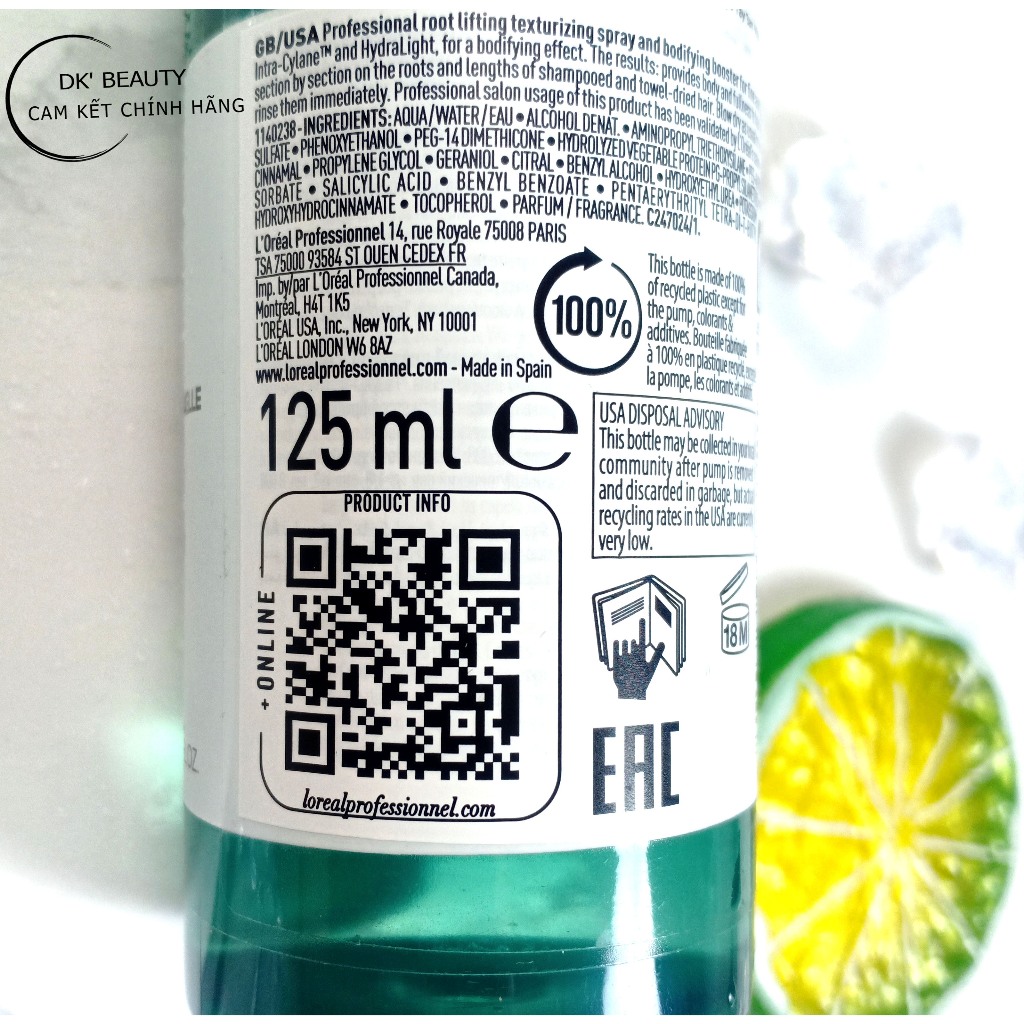 Xịt Dưỡng Làm Phồng Tóc Giúp Tóc Dầy Hơn Loreal Professionnel - Volumetry 125ml