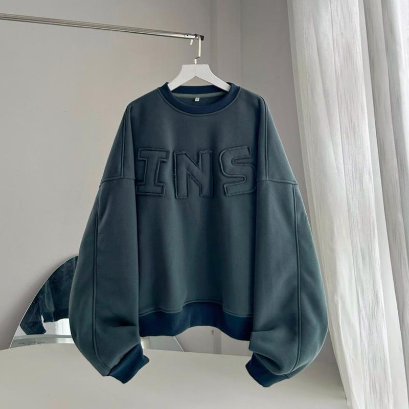 Áo Sweater Nam Nữ MayLinhShop - Chất Nỉ Bông Dầy Dặn - Hình Thêu Đắp Form Rộng BOXY