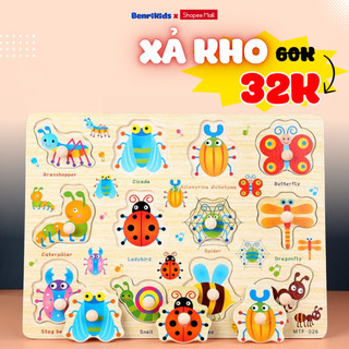 Bảng Núm Gỗ Benrikids Chủ Đề Côn Trùng Cho Bé Vừa Học Vừa Chơi