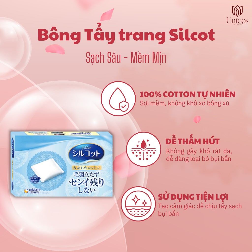 Bông Tẩy Trang Silcot - Silcot Bông Tẩy Trang Nhật Bản Hộp 82 Miếng - Bông Tẩy Trang Cotton Cao Cấp