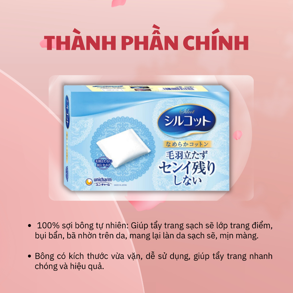Bông Tẩy Trang Silcot - Silcot Bông Tẩy Trang Nhật Bản Hộp 82 Miếng - Bông Tẩy Trang Cotton Cao Cấp