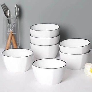 SET 10 bát sứ ăn cơm, bát vuông trắng bằng sứ, bát ăn cơm màu trắng đơn giản.