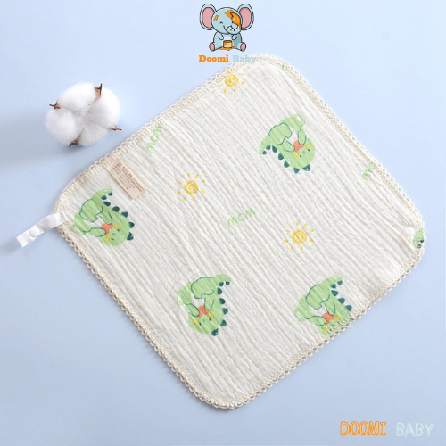 Set 4 Khăn Sữa, Yếm đa năng 2 In 1 Cho Bé Vải Xô Muslin 4 Lớp Họa Tiết Siêu Xinh Doomi Baby - HT615