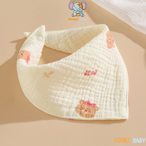Set 4 Khăn Sữa, Yếm đa năng 2 In 1 Cho Bé Vải Xô Muslin 4 Lớp Họa Tiết Siêu Xinh Doomi Baby - HT615