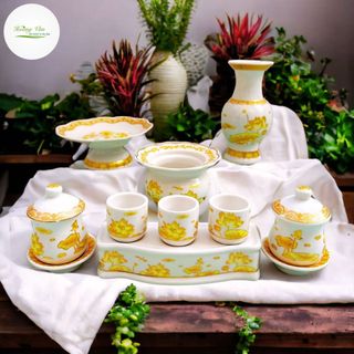 Bộ bát hương thờ cúng bàn thờ mẫu Sen Vàng
