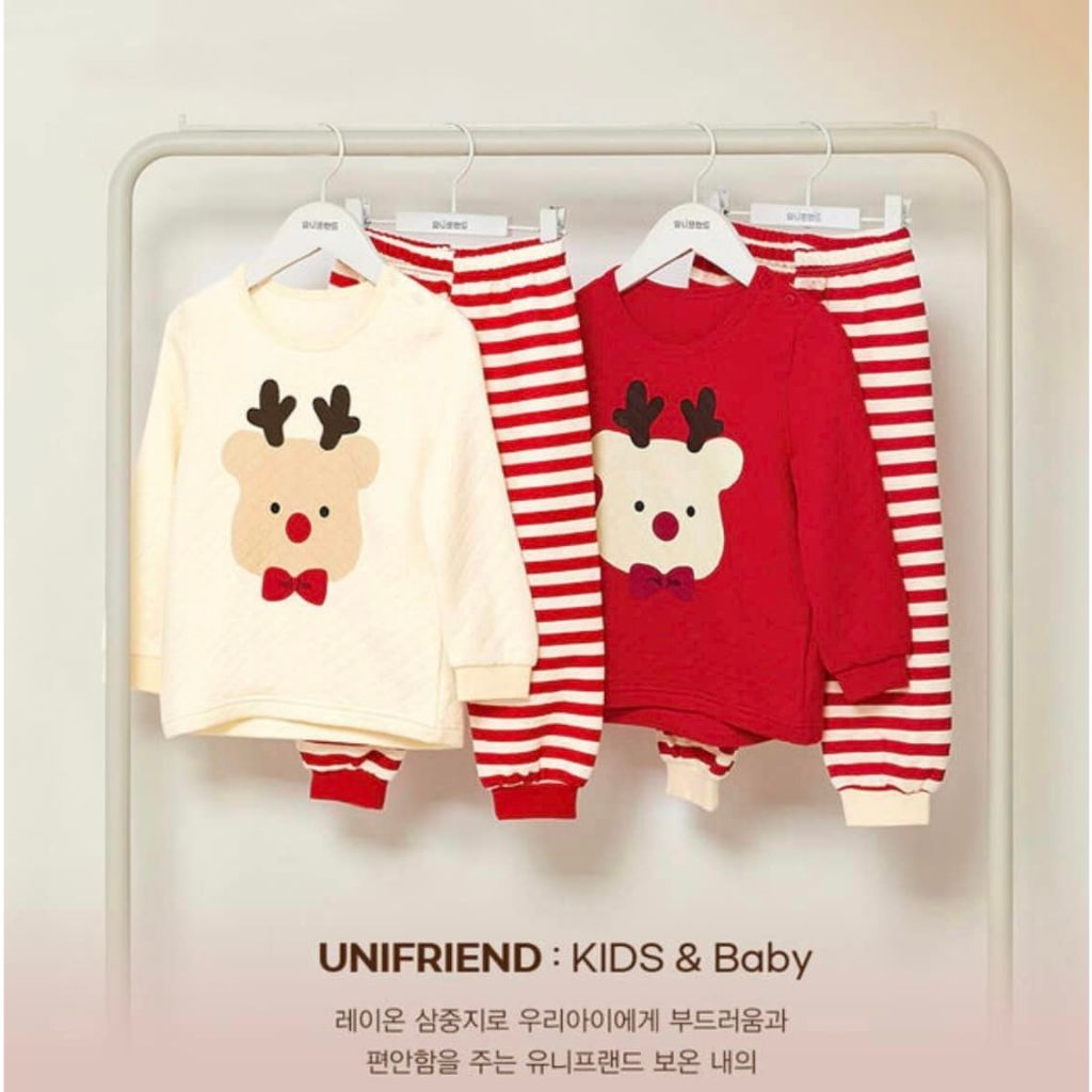 Unifriend - Bộ trần bông 3 lớp nhẹ mềm mùa thu đông cho bé trai, bé gái