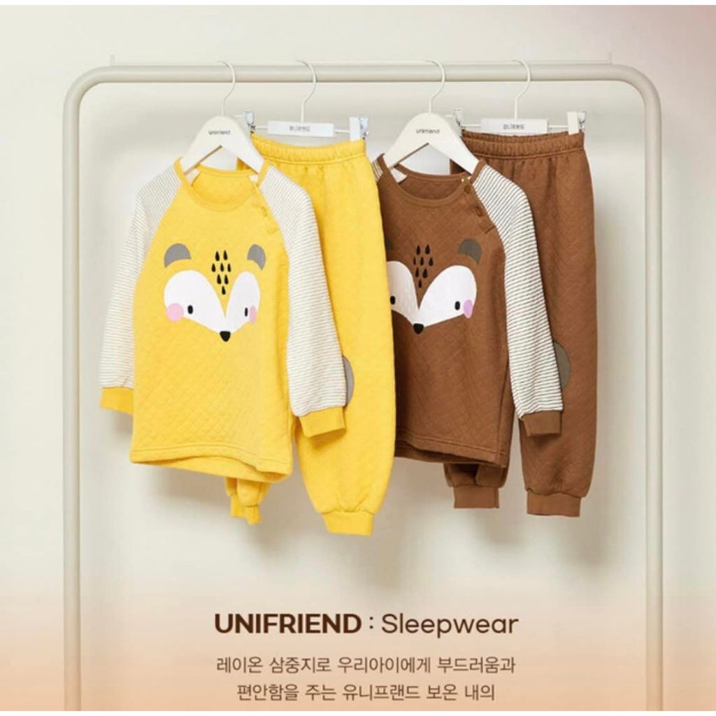 Unifriend - Bộ trần bông 3 lớp nhẹ mềm mùa thu đông cho bé trai, bé gái