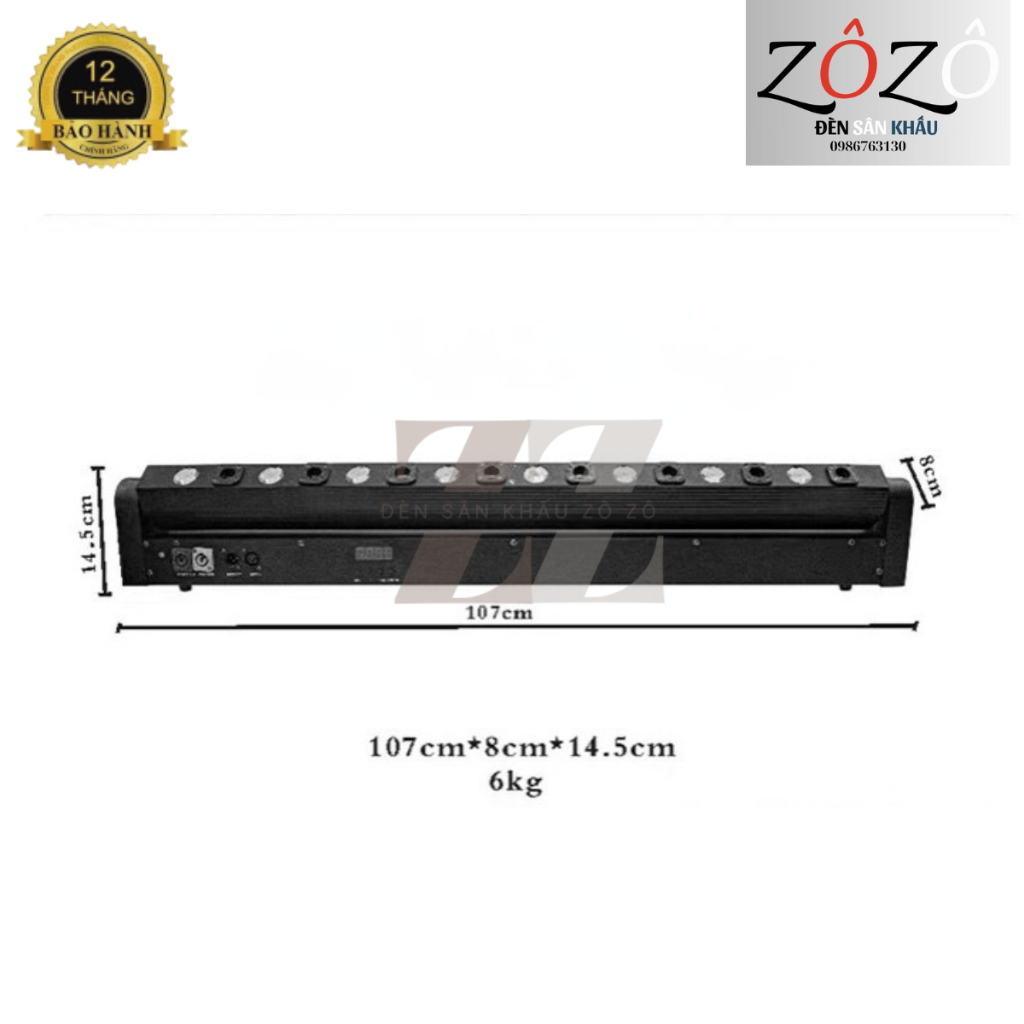 Thanh Laser 8 mắt laze đỏ + 8 mắt LED x 10w