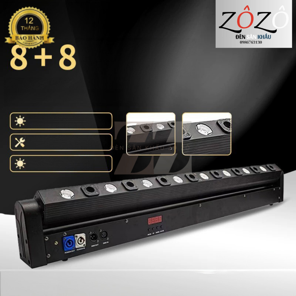 Thanh Laser 8 mắt laze đỏ + 8 mắt LED x 10w