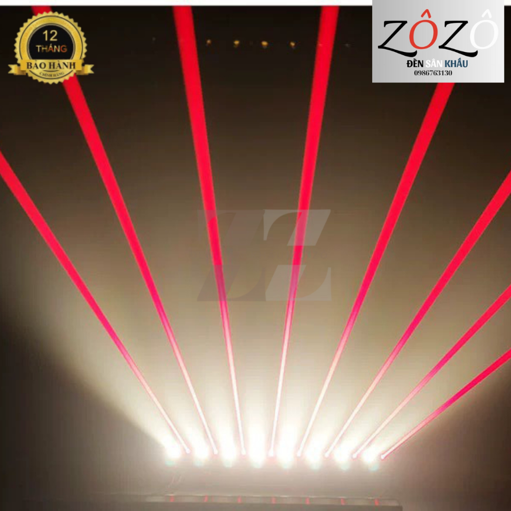 Thanh Laser 8 mắt laze đỏ + 8 mắt LED x 10w