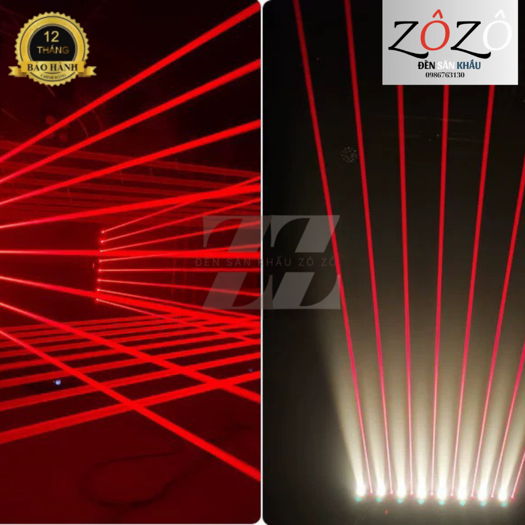 Thanh Laser 8 mắt laze đỏ + 8 mắt LED x 10w