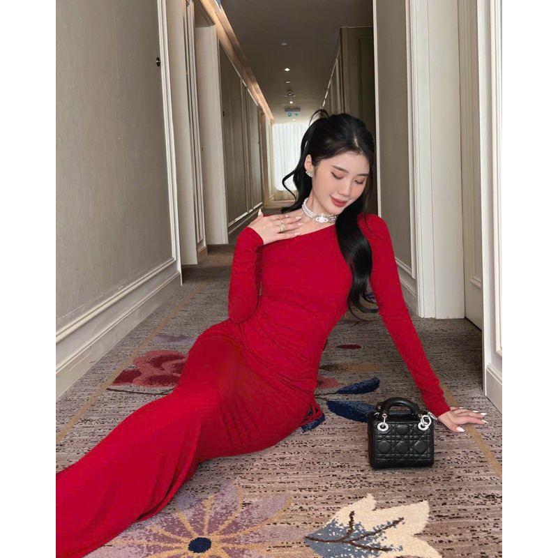 Đầm tay dài rút eo 3 màu