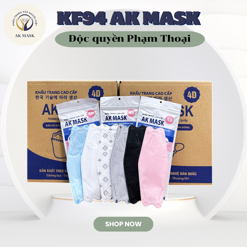 Thùng 300 Chiếc Khẩu Trang KF94 AK Mask Kháng Khuẩn, Nhiều Màu, Khẩu Trang KF94 Chuẩn Khẩu Trang Phạ
