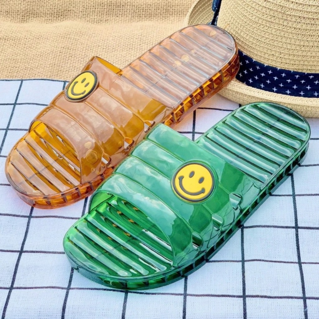 Dép nam nữ đi trong nhà chống trơn trượt nhựa dẻo mềm đi mưa 2 lớp đế hình mặt cười vip-giày dép 555