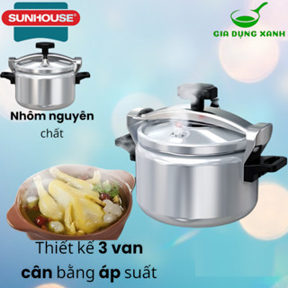 Nồi áp suất nhôm SUNHOUSE dung tích 6 lít dùng với bếp ga và bếp hồng ngoại - không dùng trên bếp điện từ