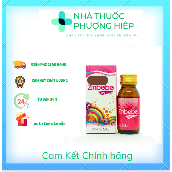 ZINBEBESiro bổ sung kẽm giúp bé tăng đề kháng giảm nguy cơ còi xương chai 60ml