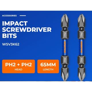 Bộ 2 mũi bắt vít đóng từ tính 2 đầu ph2+ph2 65mm wadfow wsv3k62