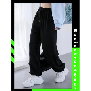 Quần Jogger Nỉ Bông Bo Chun Gấu Ống Rộng Quần Bom Dày Dặn Mềm Mịn Mặc Thu Đông 2 Màu Dễ Phối Đồ Basic Streetwear