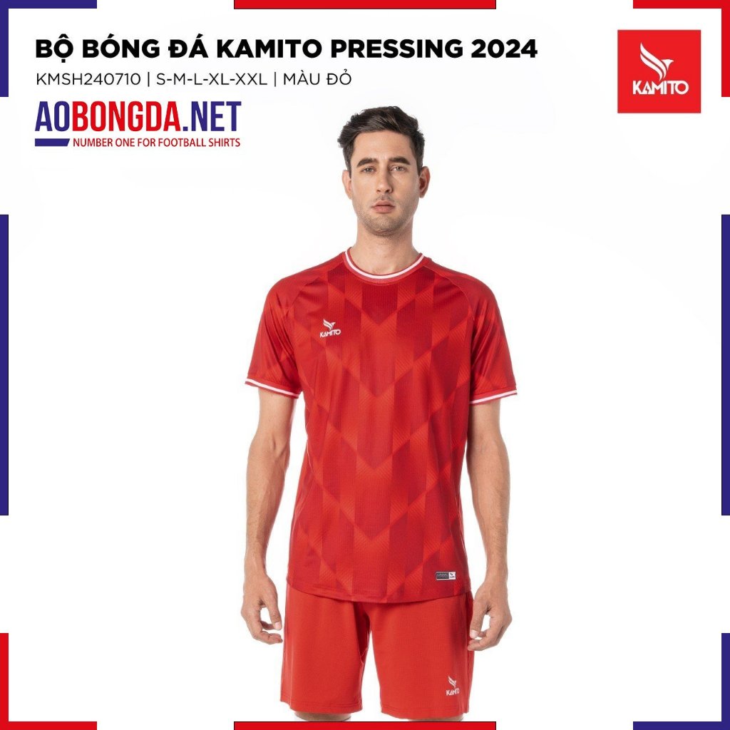 Bộ Quần Áo Đá Bóng Kamito Pressing 2024 Chính Hãng, Áo Thể Thao Chất Vải Mềm Mịn Họa Tiết Nổi Bật