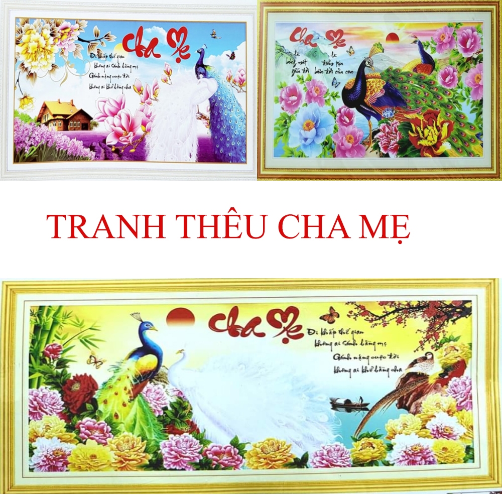 TRANH THÊU CHA MẸ - TỰ THÊU
