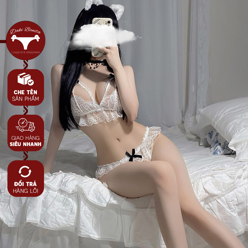 Bộ đồ lót sexy DL02 siêu gợi cảm gồm quần chip và bra khiêu gợi
