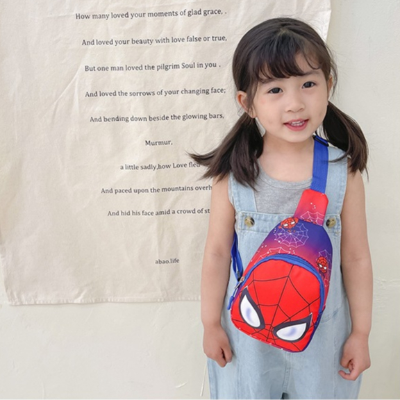 Túi đeo chéo cho bé trai bé gái mini in hình siêu nhân nhện, thỏ gấu lotso dễ thương đáng yêu
