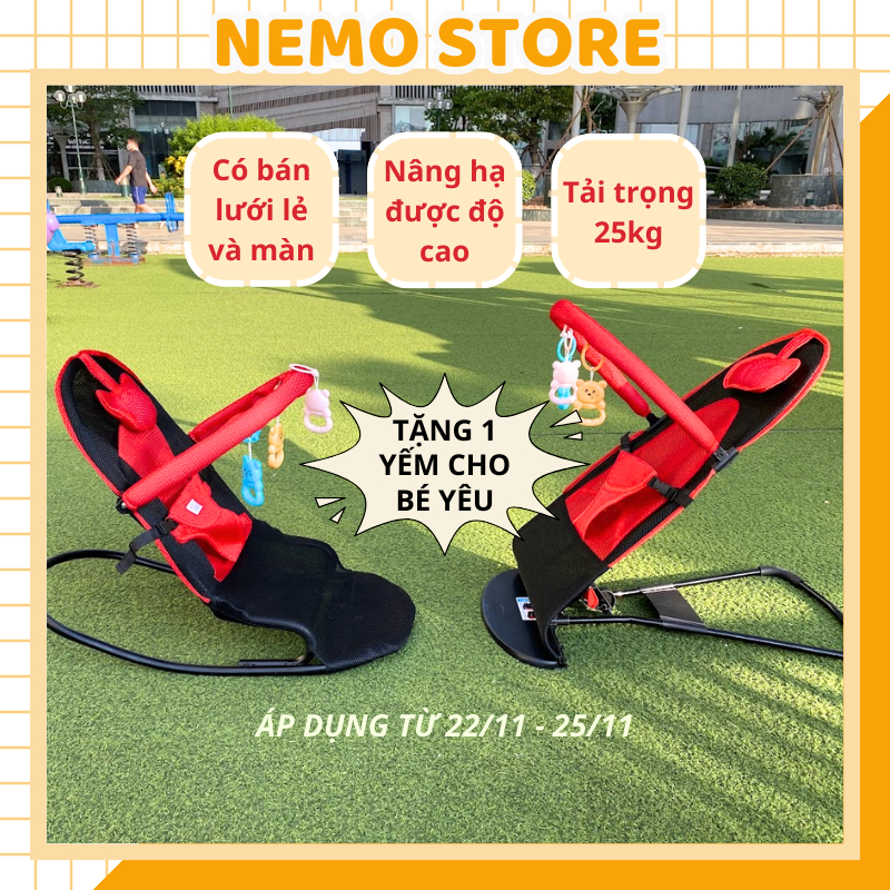 [MUA GHẾ TẶNG YẾM] Ghế rung cho bé sơ sinh NEMO STORE xe nhún bập bênh có đồ chơi cho trẻ, nôi cũi nằm ngủ ăn dặm chơi