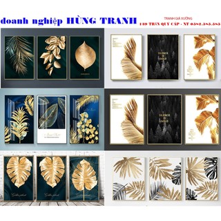 35 tranh canvas vàng kim bộ 03 tấm hiện đại, tranh giá rẻ, xưởng sản xuất tranh hàng đầu , doanh nghiệp hùng tranh