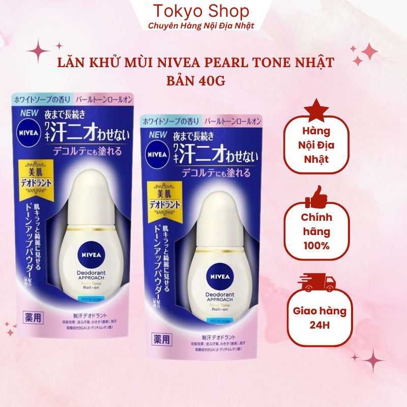 Lăn khử mùi NIVEA Deodorant Approach Pearl Tone nâng tông trắng da 40ml - Tokyoshopauth