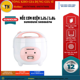 Nồi Cơm Điện 1.2L / 1.8L Sunhouse SHD8607W,  Chống Dính, Bảo Hành 12 Tháng